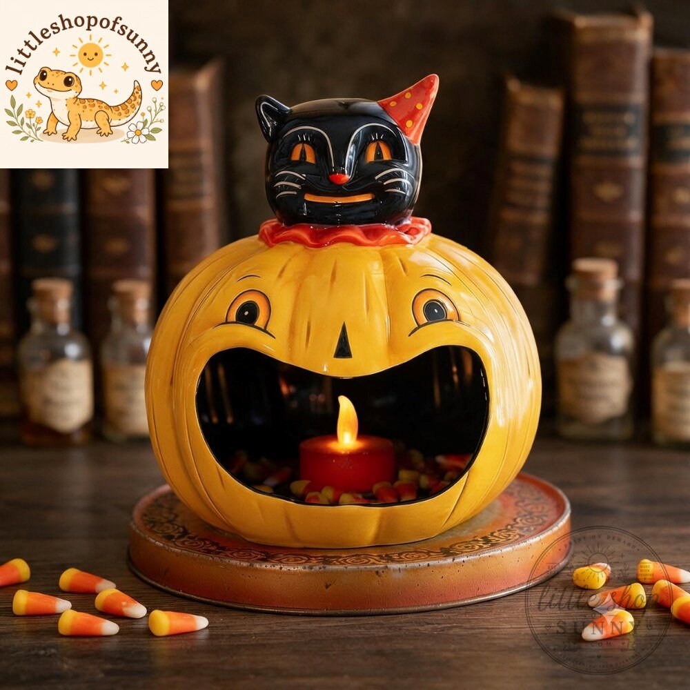 Johanna Parker Black Cat and Pumpkin Candy Bowl 2026
